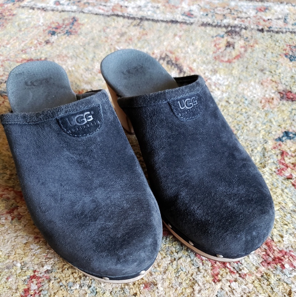 UGG Black Suede Clogs